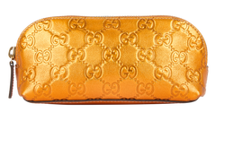 Gucci Metallic Guccissima Pouch, Leather, Orange, 1418114276, 3*